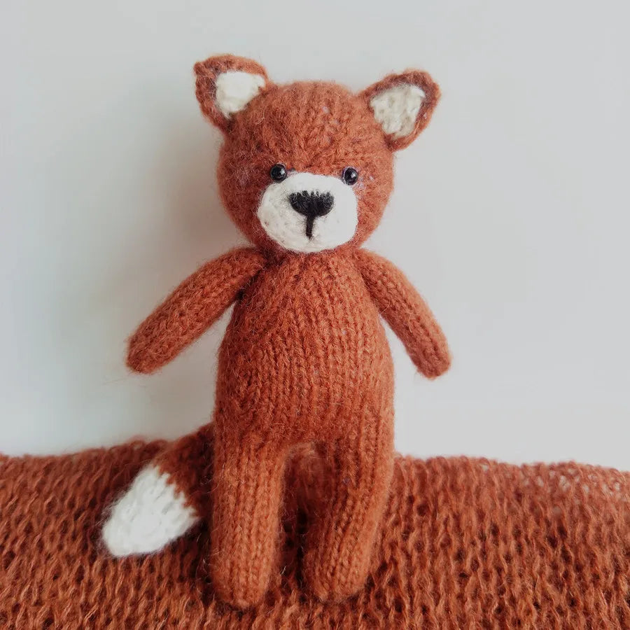 Ensemble bonnet et couverture renard pour nouveau-né
