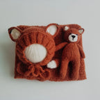Ensemble bonnet et couverture renard pour nouveau-né