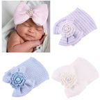 Bonnet en coton à grand nœud pour nouveau-né