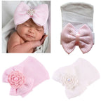 Bonnet en coton à grand nœud pour nouveau-né