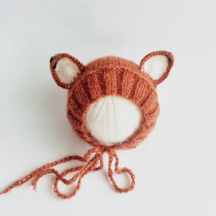 Ensemble bonnet et couverture renard pour nouveau-né