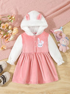 Robe à capuche lapin rose pour bébé