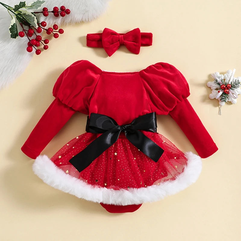 Robe barboteuse de Noël à sequins pour fille