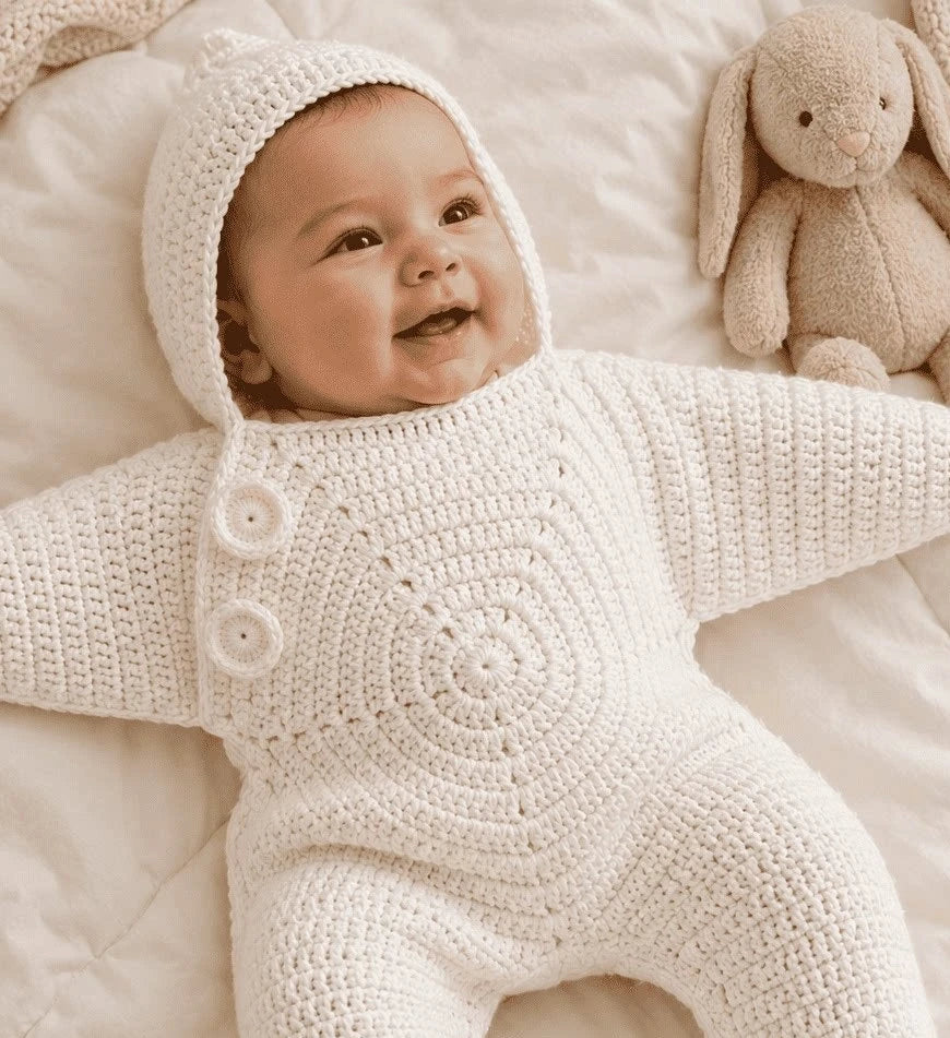Mameluco con capucha para bebé con diseño de estrella