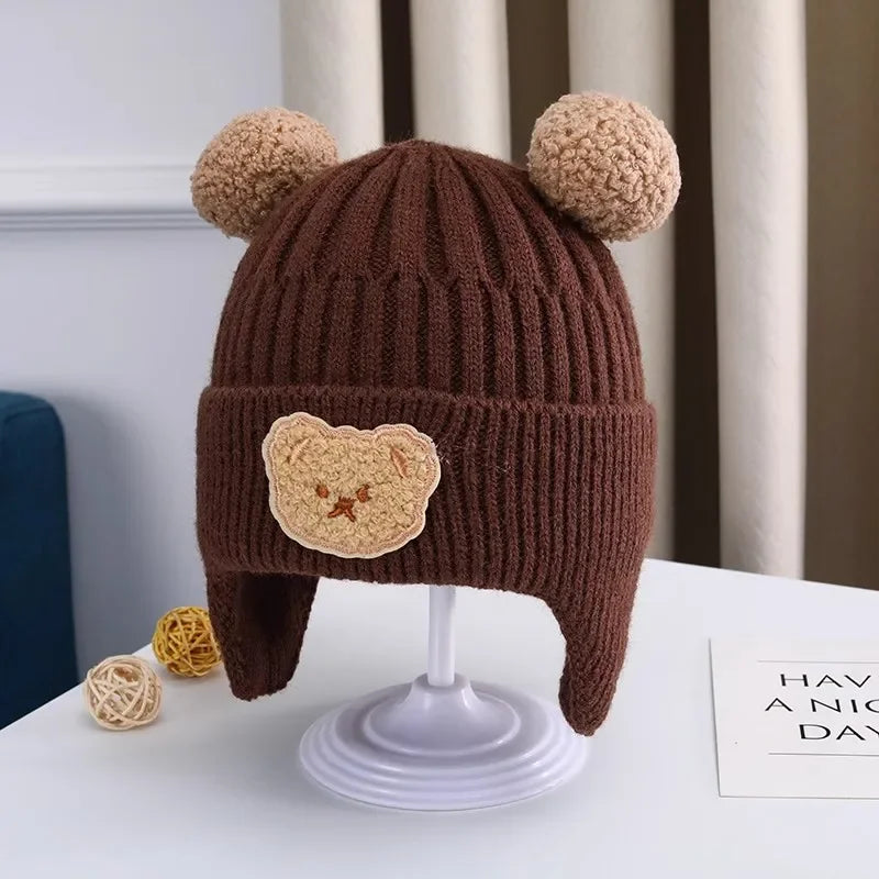 Gorro de invierno para bebé con orejas de oso