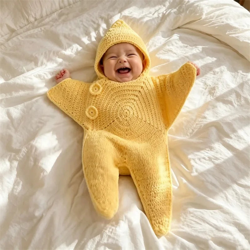 Barboteuse pour bébé en crochet avec étoile de mer
