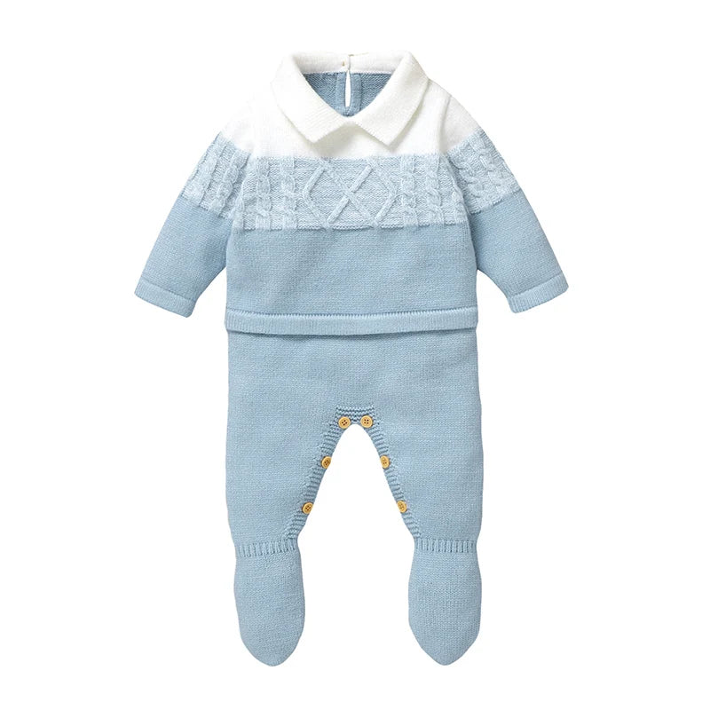 Barboteuse en maille avec col pour bébé