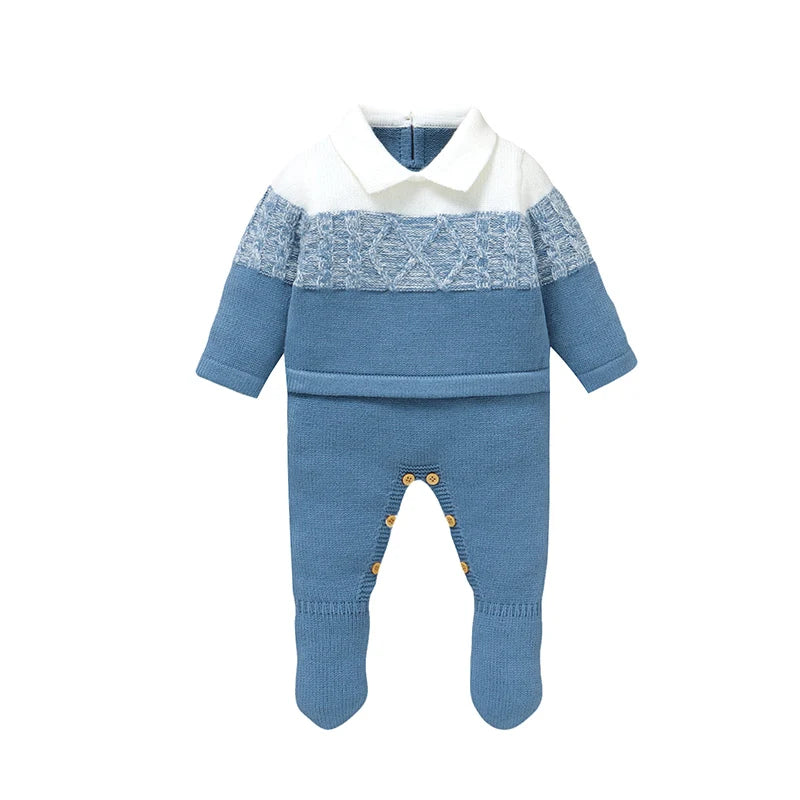 Barboteuse en maille avec col pour bébé