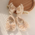 Conjunto de diadema con lazo de encaje y calcetines para bebé