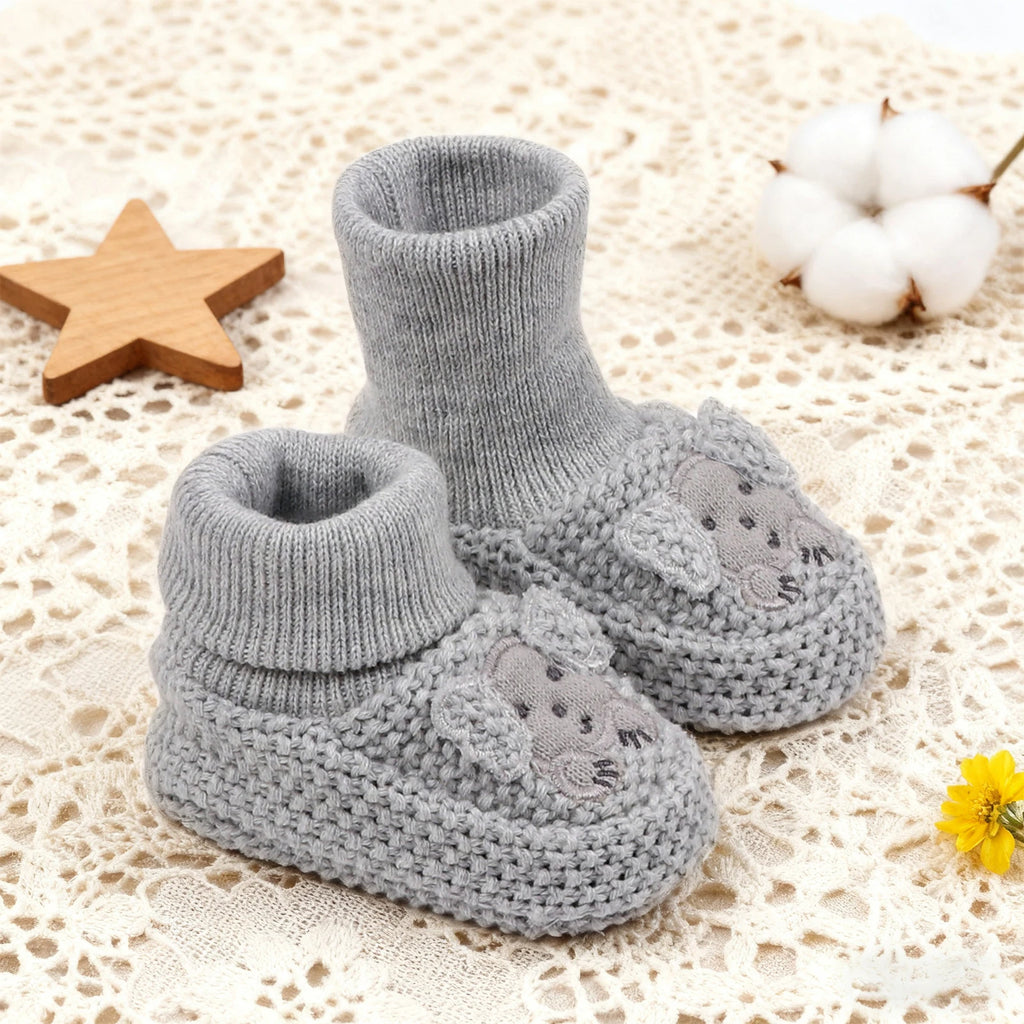 Chaussons tricotés pour bébé avec oreilles d'ours