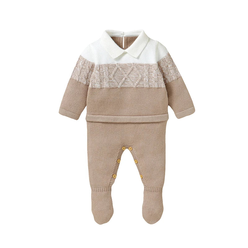 Barboteuse en maille avec col pour bébé