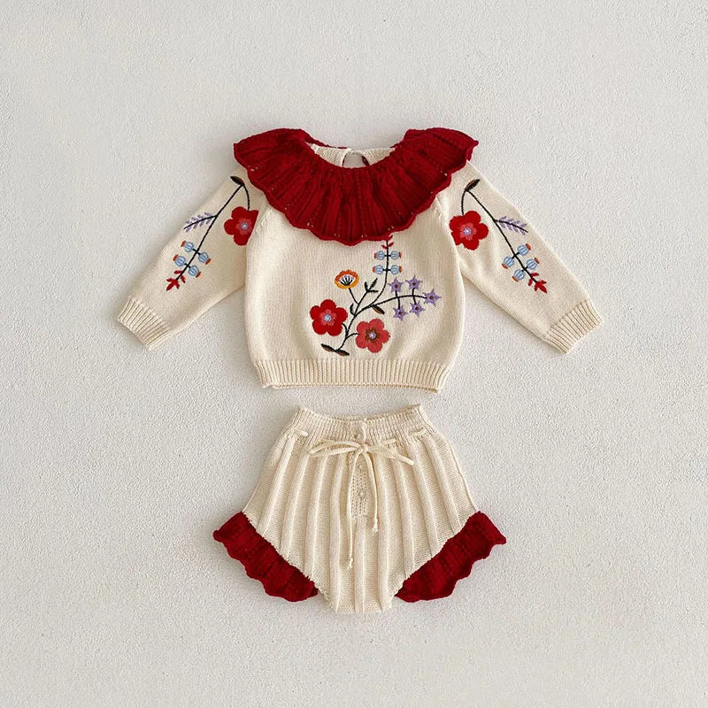 Ensemble blouse fleurie et bloomer pour fille