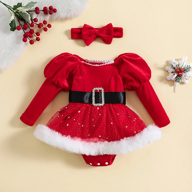 Robe barboteuse de Noël à sequins pour fille
