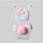 Conjunto de punto para sesión de fotos de recién nacido (modelo conejo)