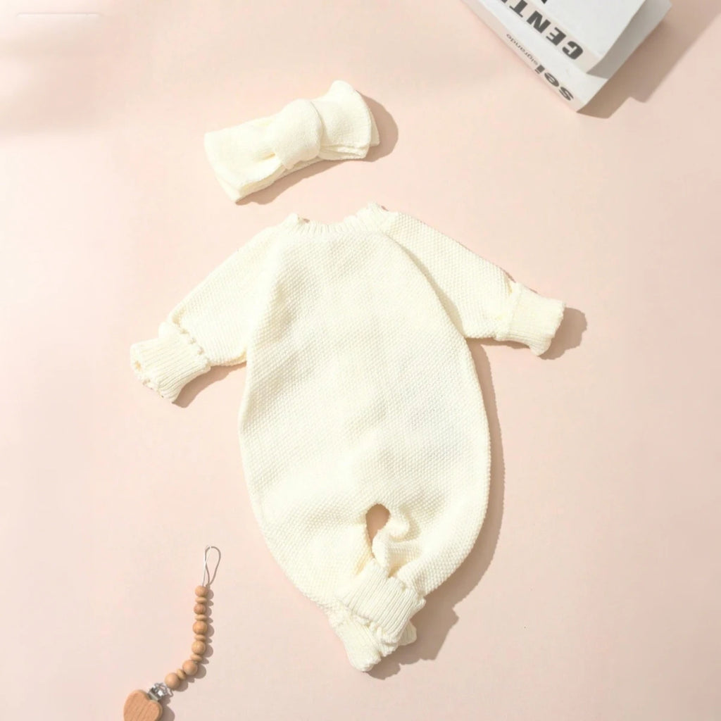 Ensemble barboteuse en maille « Petite Sœur »