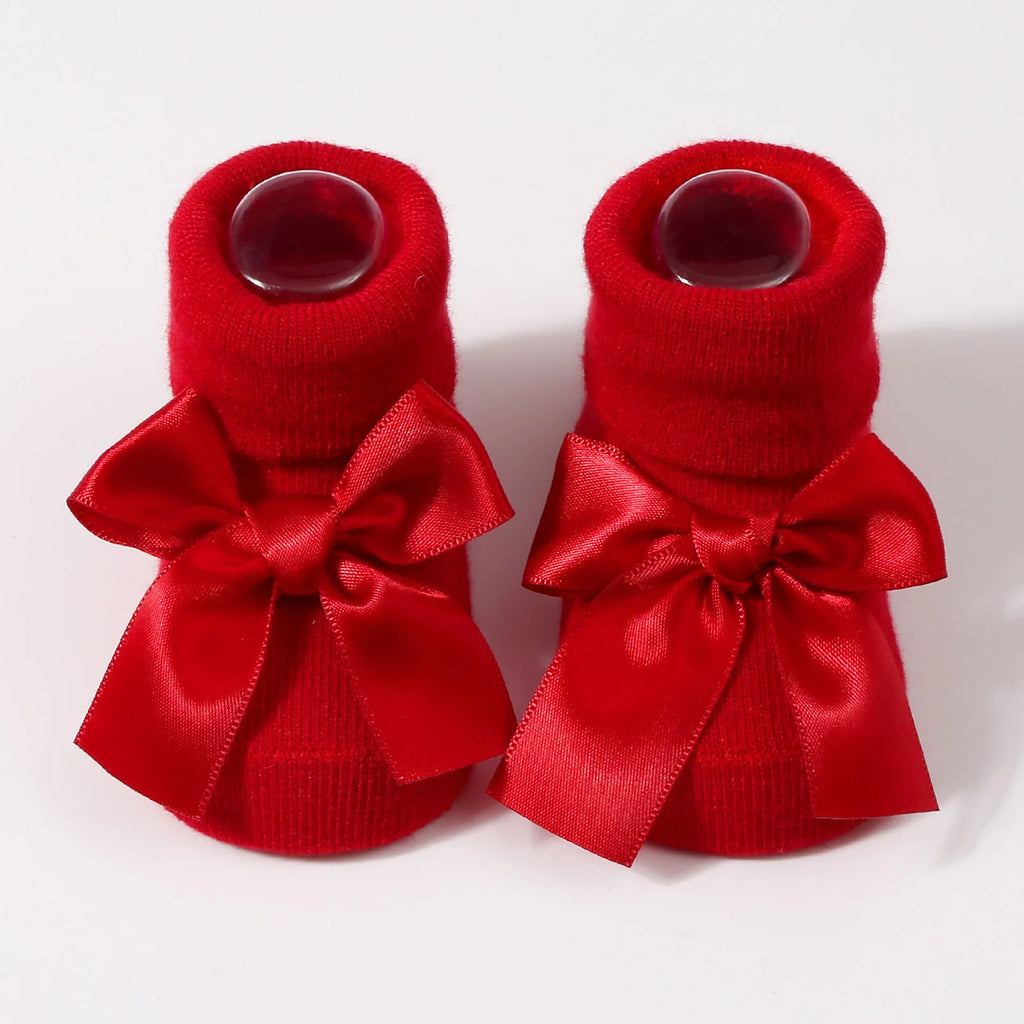 Chaussettes pour bébé en tricot avec nœud