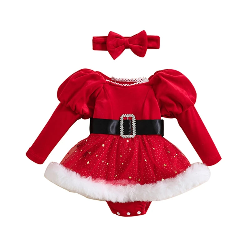 Robe barboteuse de Noël à sequins pour fille