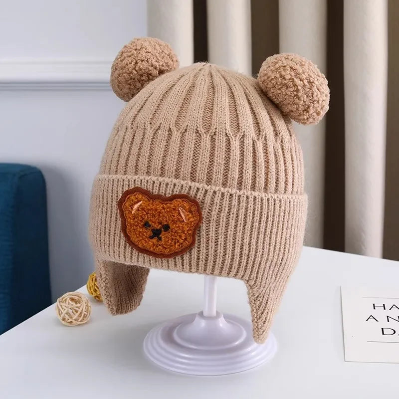 Gorro de invierno para bebé con orejas de oso