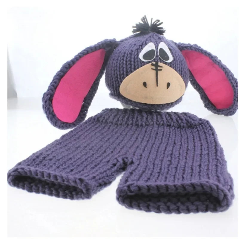 Conjunto de punto para sesión de fotos de recién nacido (modelo conejo)