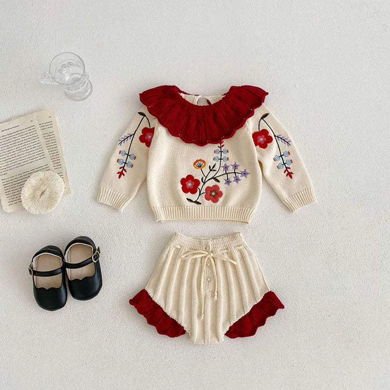 Ensemble blouse fleurie et bloomer pour fille