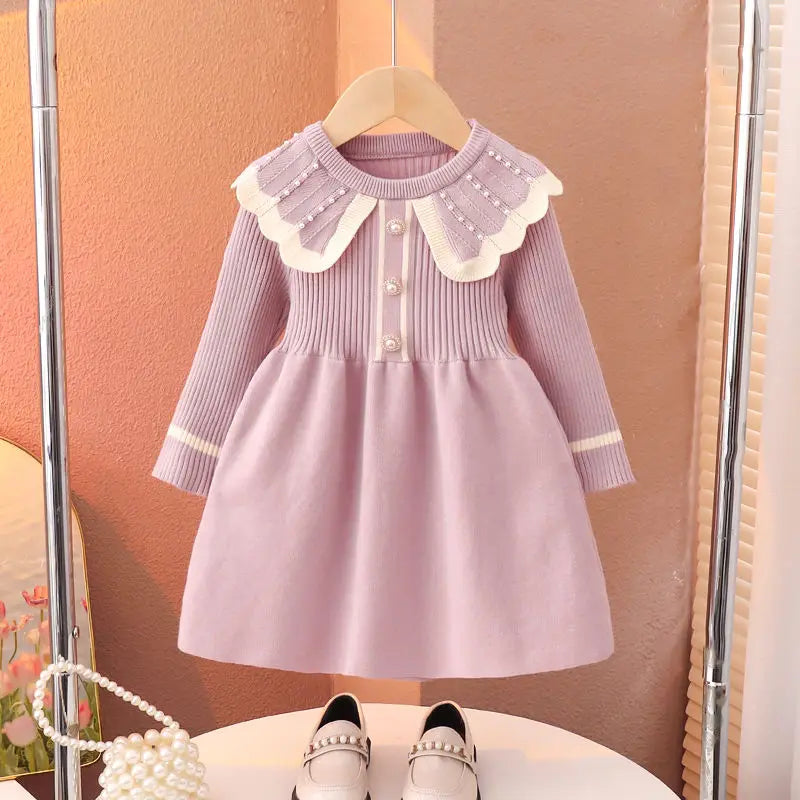 Robe pull en maille princesse pour fille