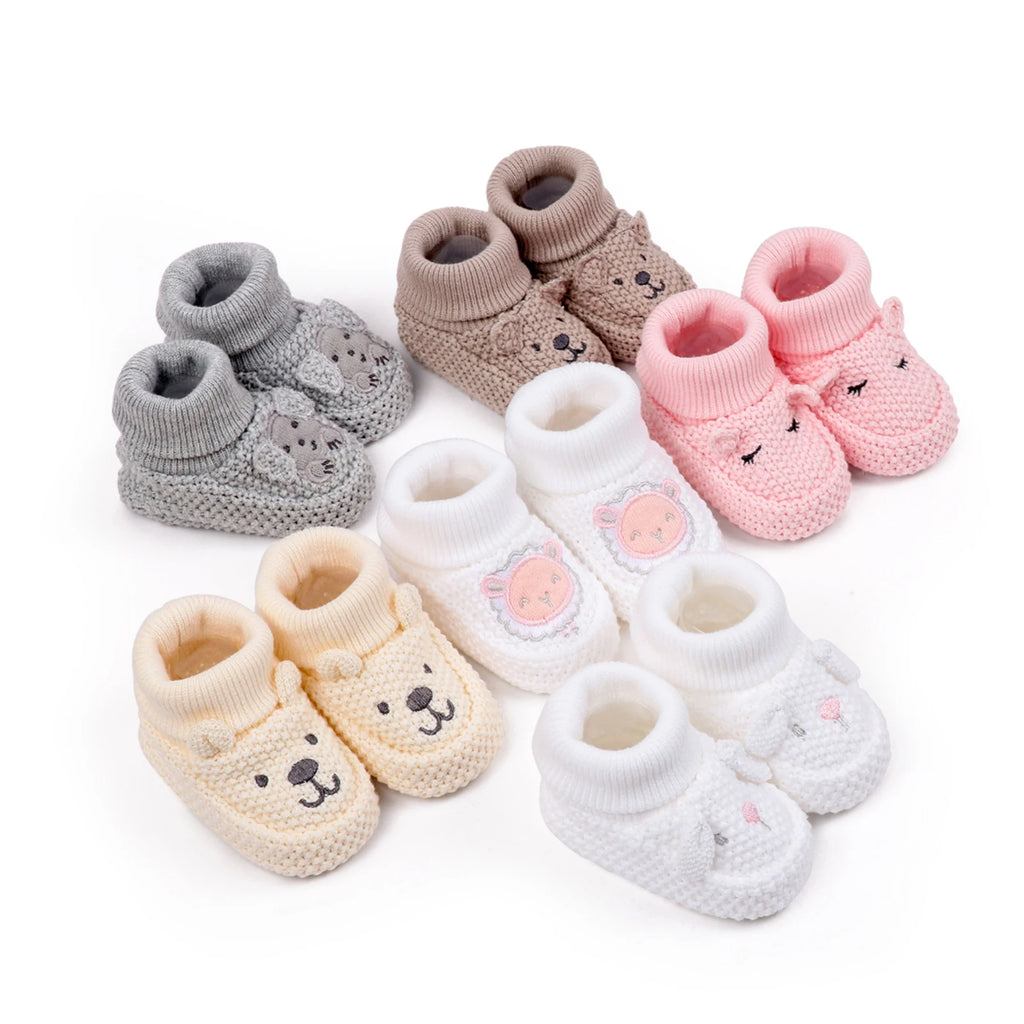 Chaussons tricotés pour bébé avec oreilles d'ours