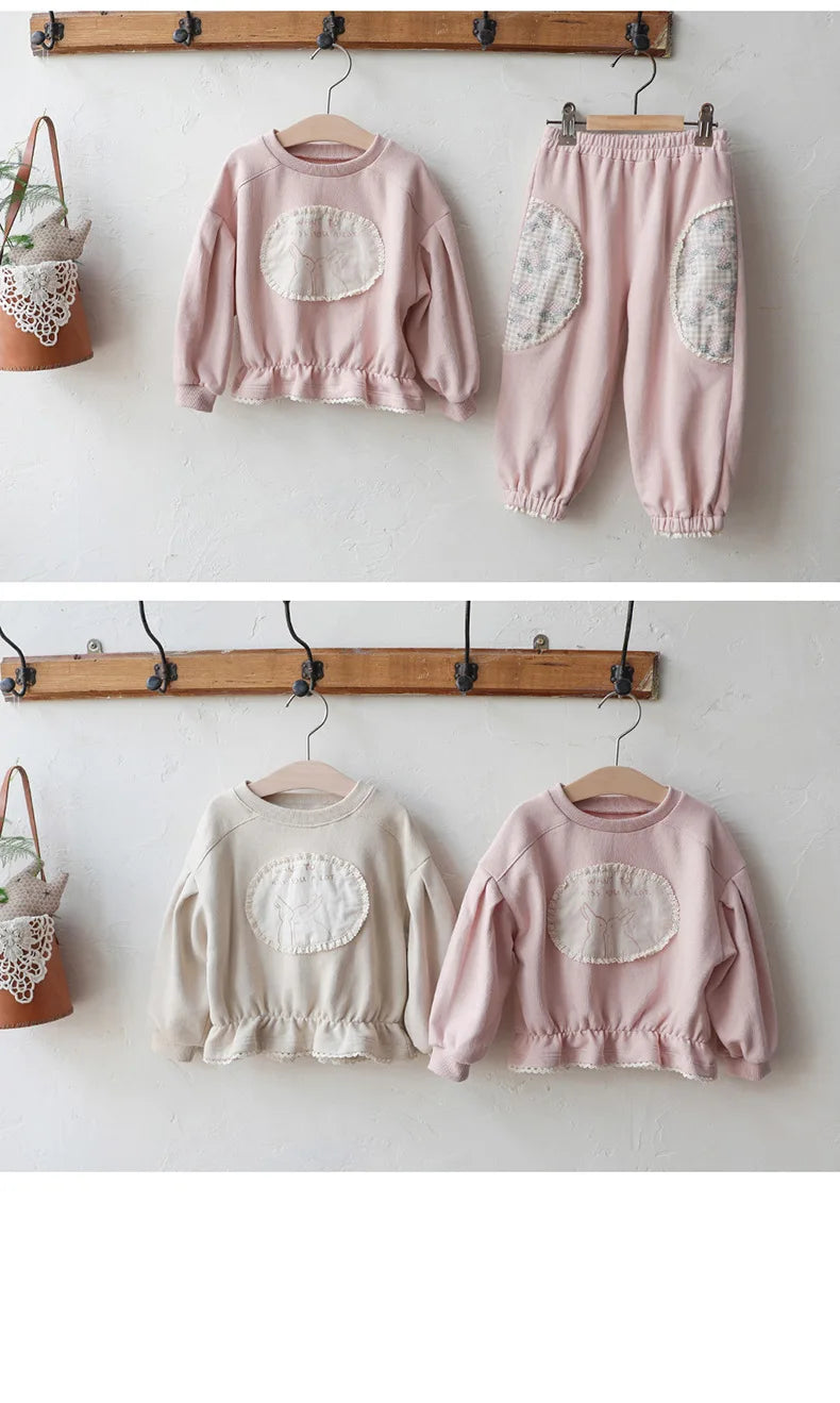 Ensemble pull et pantalon lapin pour fille