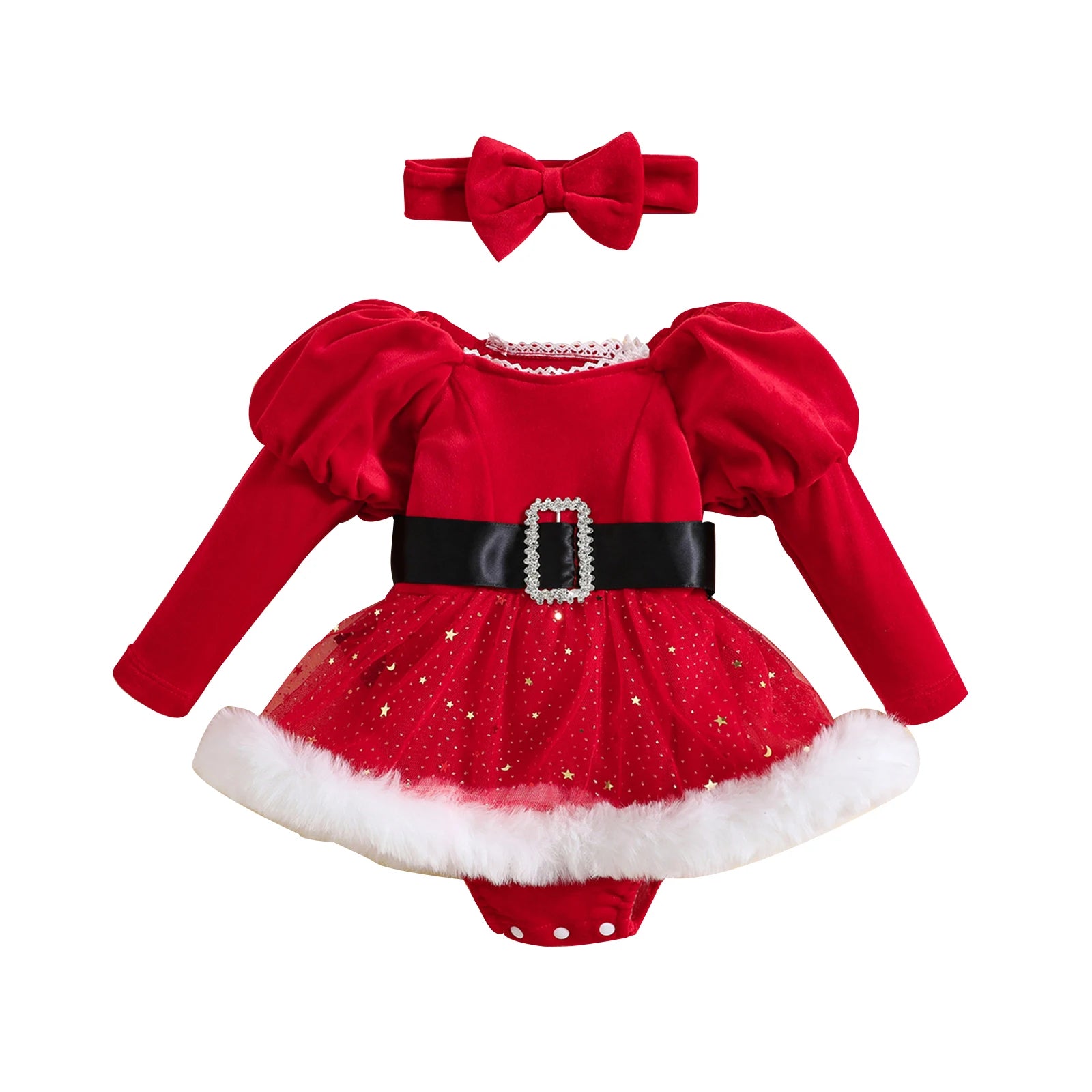 Robe barboteuse de Noël à sequins pour fille